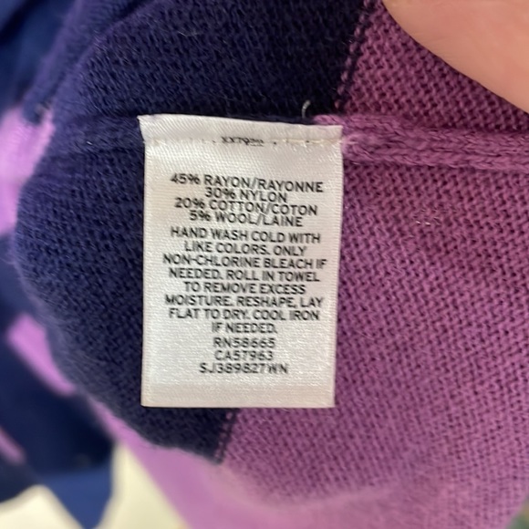 Sejour purple & navy striped button down cardigan - Picture 2 of 3